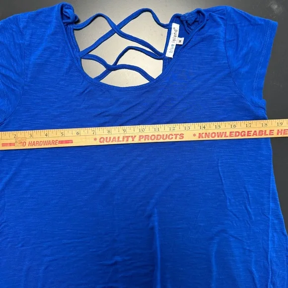 Blue Island Resortwear Royal Blue Coverup Crochet Short‎ Sleeve Beach Top NWOT - Picture 8 of 9